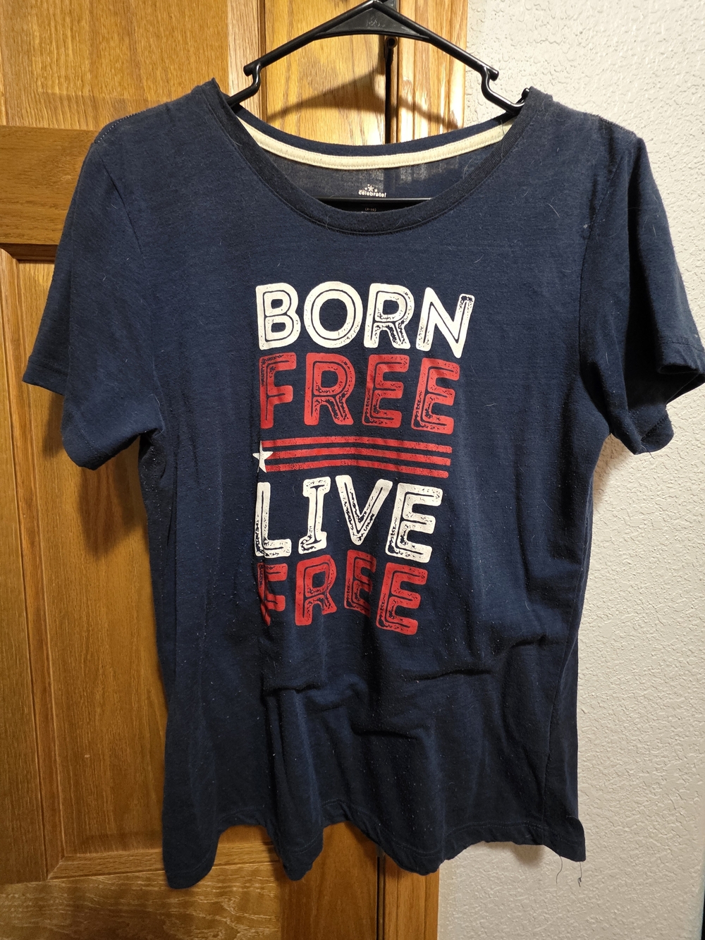 Womens Navy 'Born Free Live Free' Graphic Tee